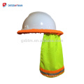 Abat-jour dur de cou de chapeau de maille de polyester de chaux de Hi-Vis, bouclier de soleil de casque avec la sécurité de visibilité élevée de bande réfléchissante